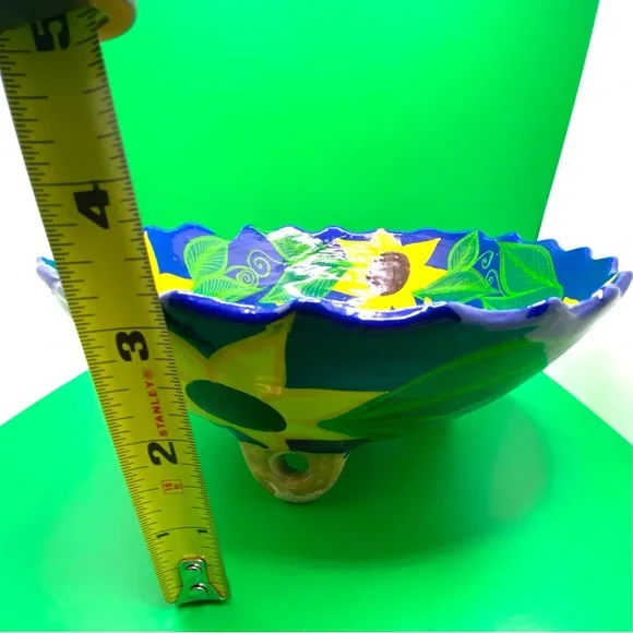Bowl, Mexican Sunflower Pottery footed handmade